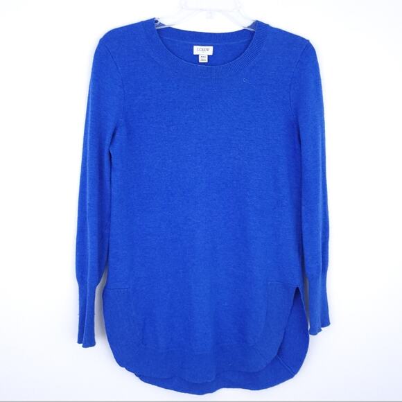 J. CREW Factory Sweater Tunic XXS Blue Wool Blend Long Sleeve Women Top - Picture 1 of 4